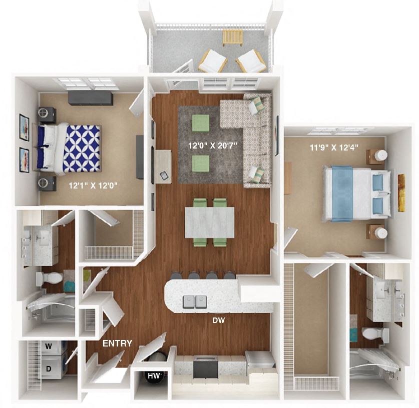 2 Bedroom Floor Plan